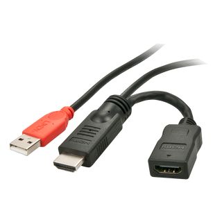 HDMI 1.4 M/F Stromeinspeisungsadapter mit USB Typ A Stecker (ca. 15cm) (Lindy 41080)