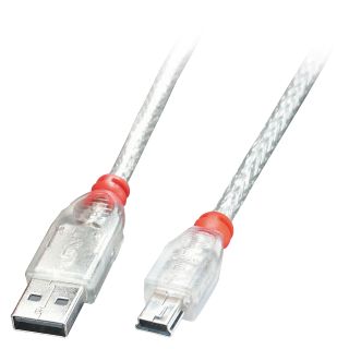 0.5m USB 2.0 Typ a A an Mini-B Kabel, transparent