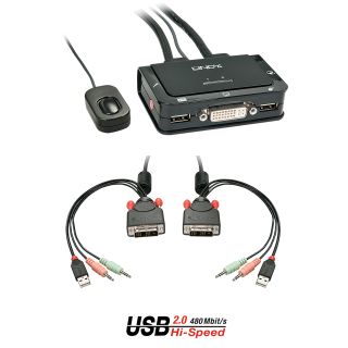 2 Port KVM Switch Compact, DVI-D Single Link, USB 2.0 & Audio