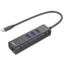 USB 3.1 Typ C Hub & Gigabit Ethernet Konverter (Lindy 43249)