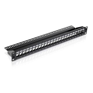 Premium 24 Port Keystone Patch Panel, 19" - Schwarz