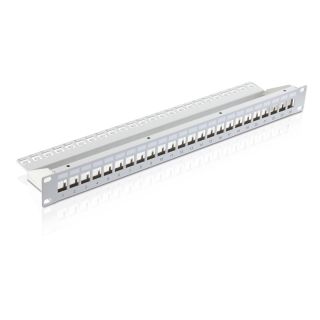 Premium 24 Port Keystone Patch Panel, 19" - Grau