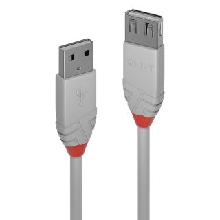 1m USB 2.0 Typ A Verlängerungskabel, Anthra Line, Grau