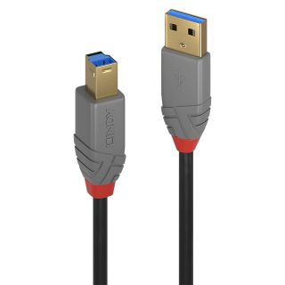 0.5m USB 3.2 Typ A an B Kabel, 5GBit/s, Anthra Line