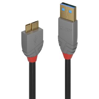 0.5m USB 3.2 Typ A an Micro-B Kabel, 5GBit/s, Anthra Line