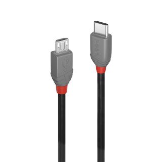 1m USB 2.0  Typ C an Micro-B Kabel, Anthra Line