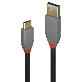 1m USB 3.2  Typ A an C Kabel, 10GBit/s, 5A, PD, Anthra Line